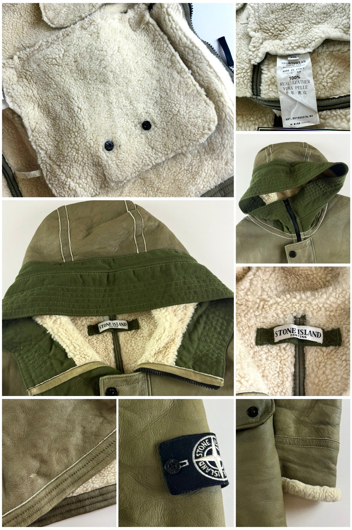 Stone Island 2011 Special Process Sherpa Lined Leather Jacket [XXL]
