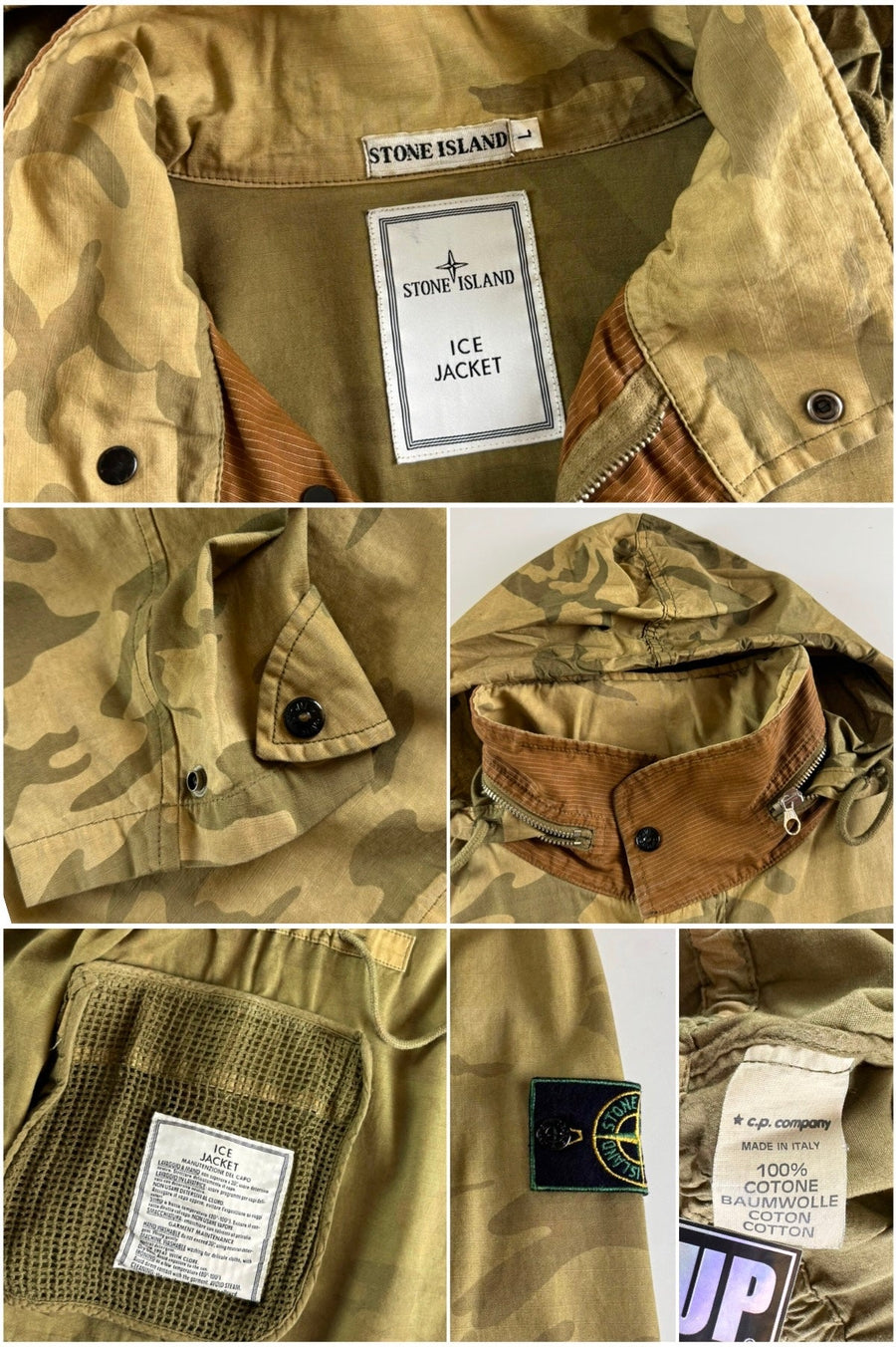 Stone Island 1990 Camouflage Field Parka Ice Jacket [L]