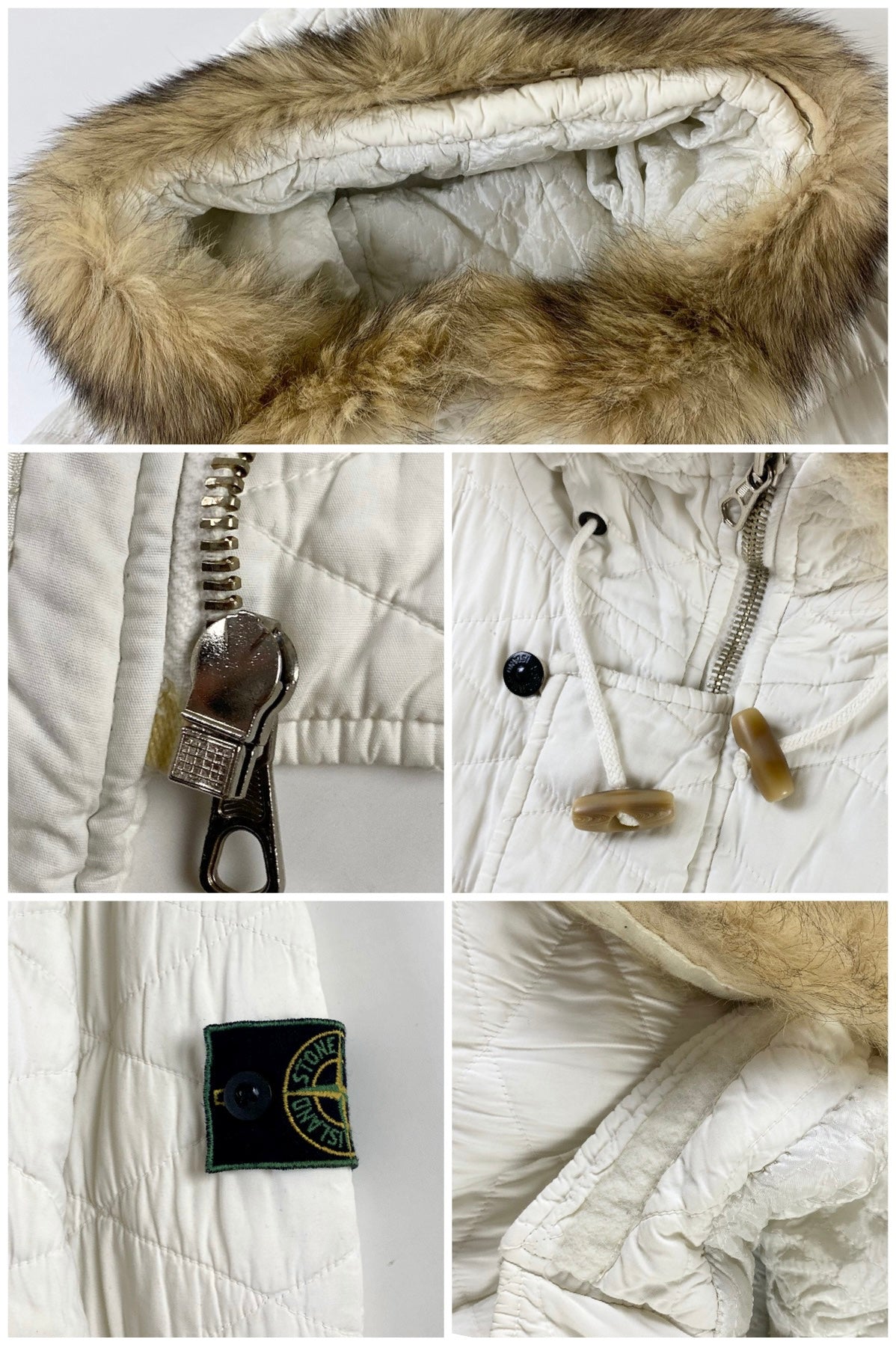 Stone Island 1980's Coyote Fur Quilted Multipocket Jacket [XXL]