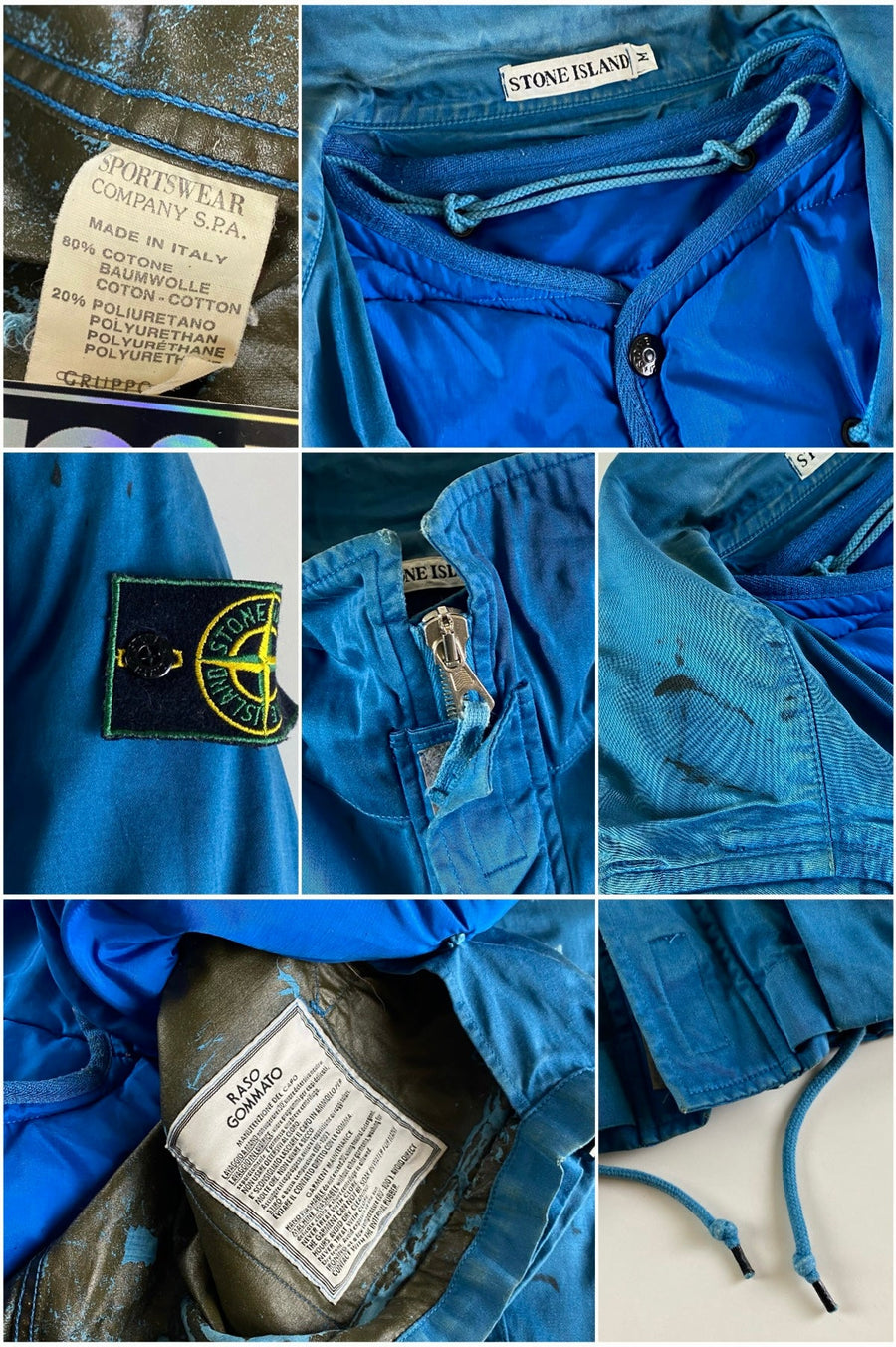 Stone Island Early 1990's Raso Gommato Jacket with Goose Down Inner [M]