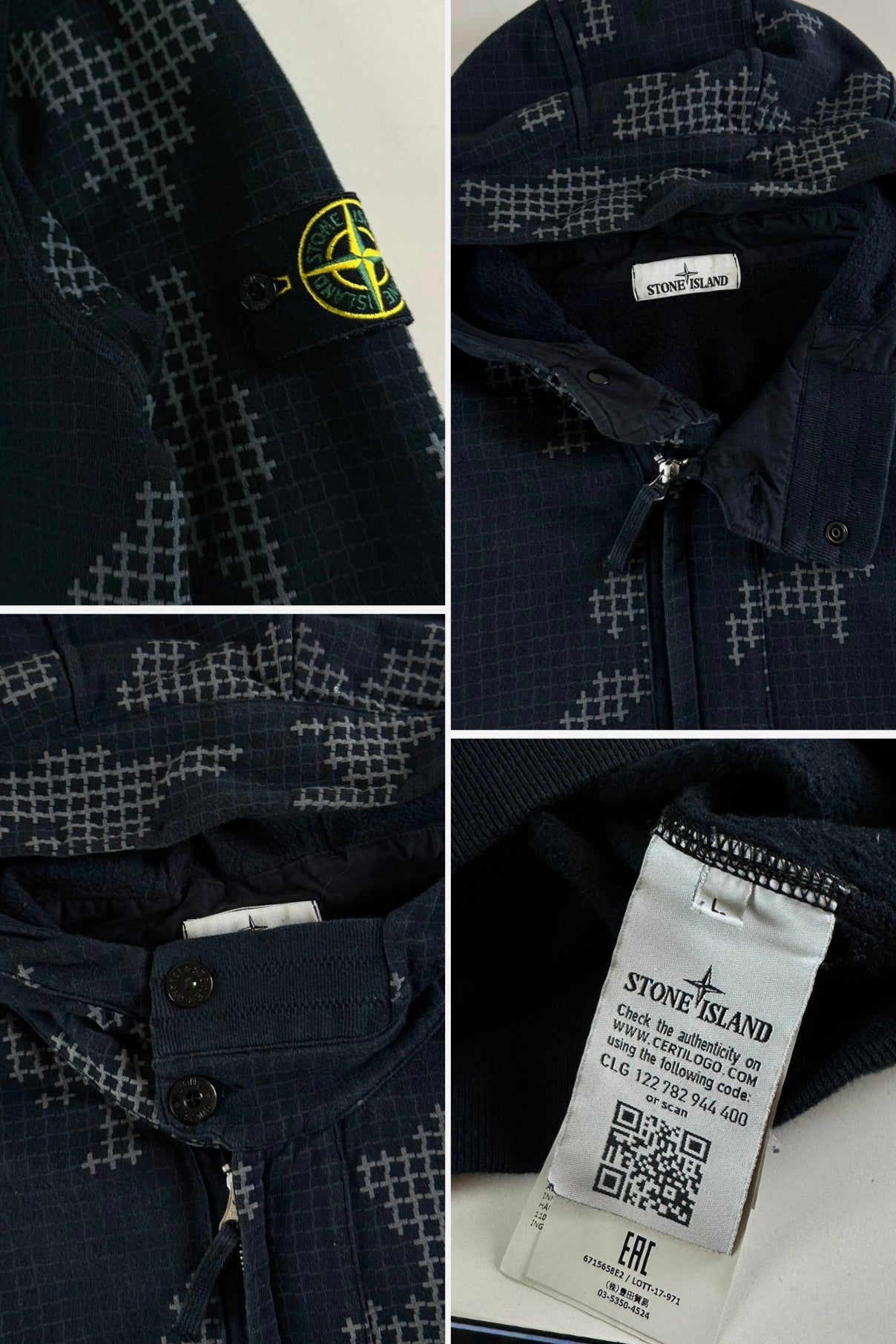 Stone Island 2017 Grid Camo Hoodie [L]