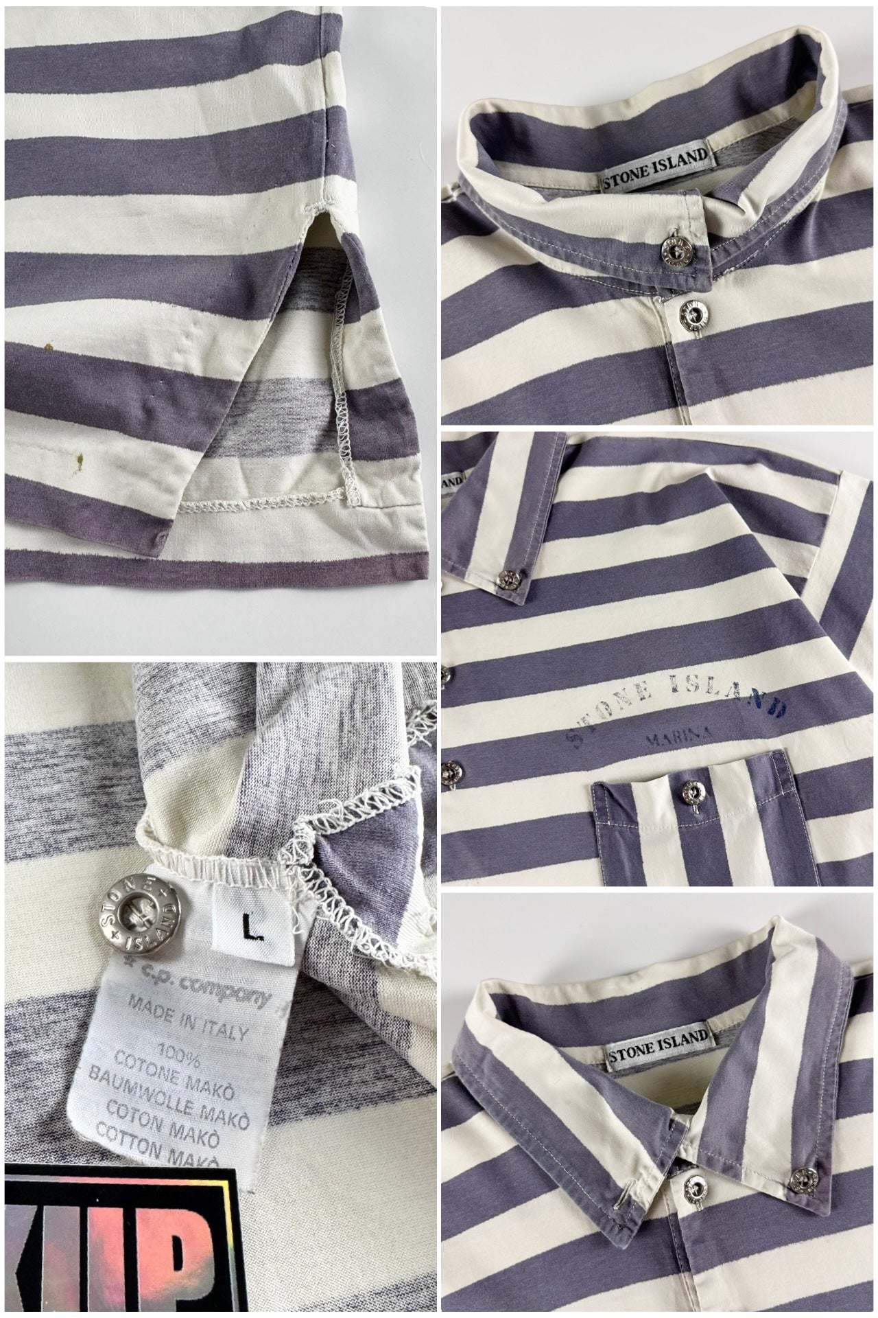 Stone Island 1980's Marina Striped Polo [L]