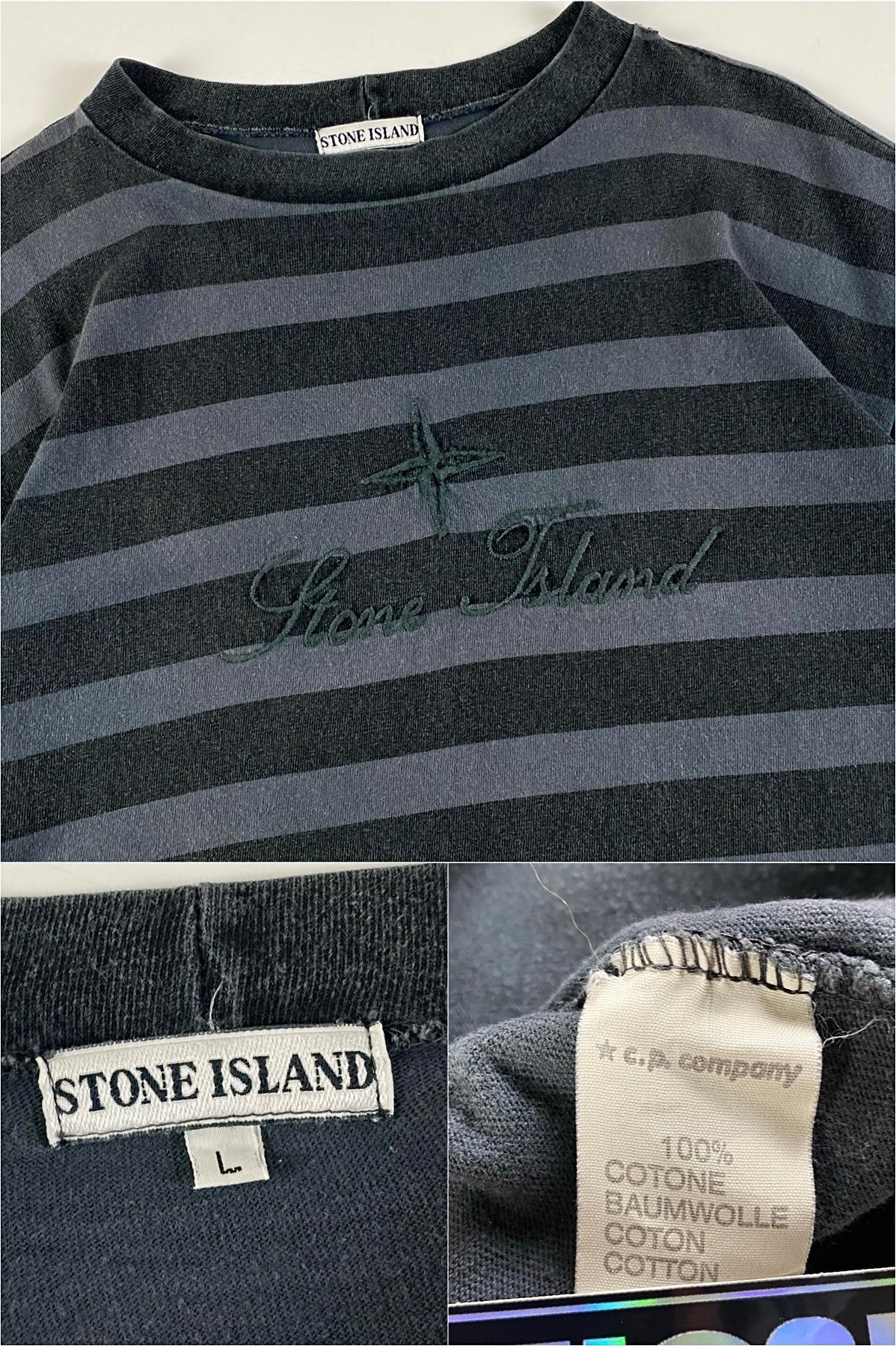 Stone Island 1980's Script Logo T-Shirt [L]