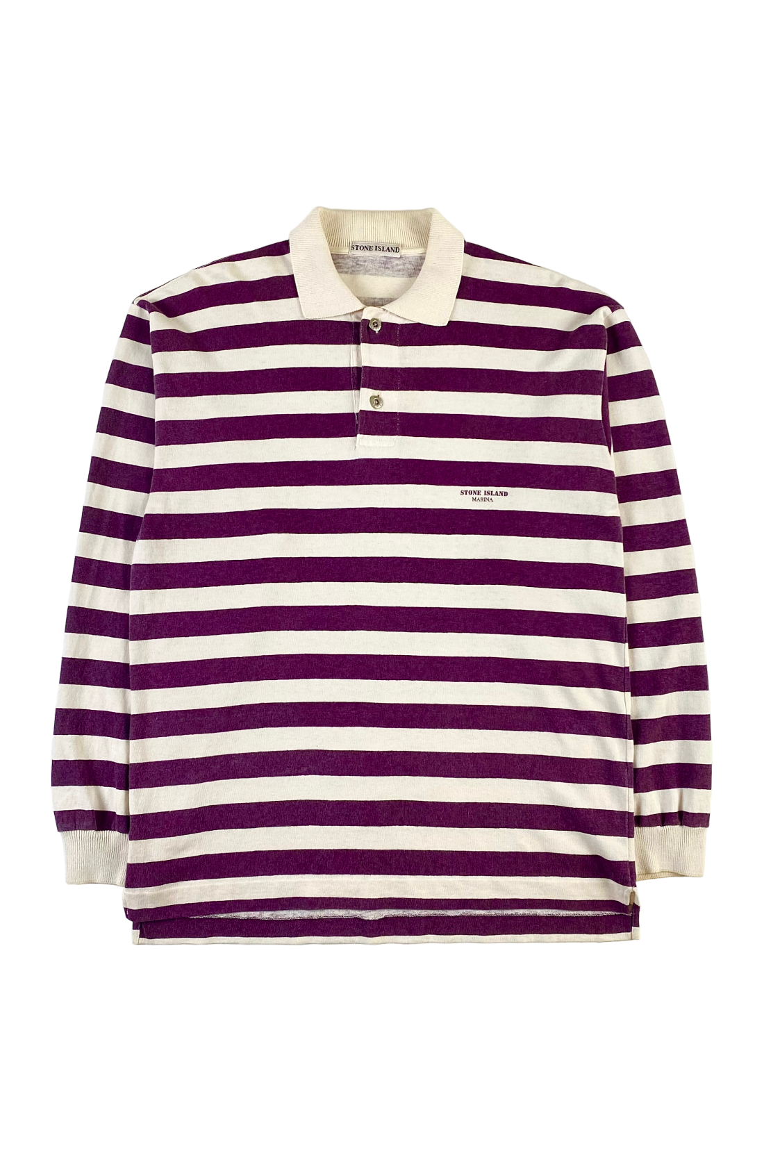 Stone Island 1980s Marina Breton Striped Long Sleeve Polo [M]