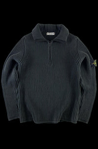 Stone Island 2005 1/4 Zip Ribbed Knitted Sweater [L]
