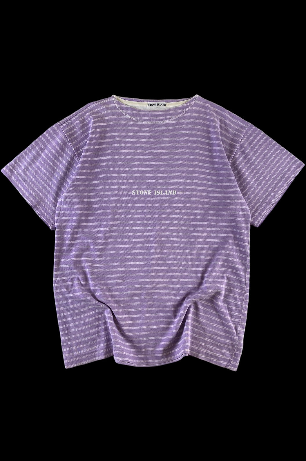 Stone Island 1980's Stencil Logo Striped T-Shirt [L]