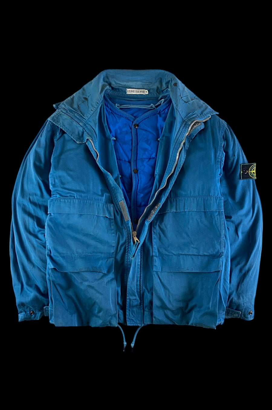 Stone Island Early 1990's Raso Gommato Jacket with Goose Down Inner [M]