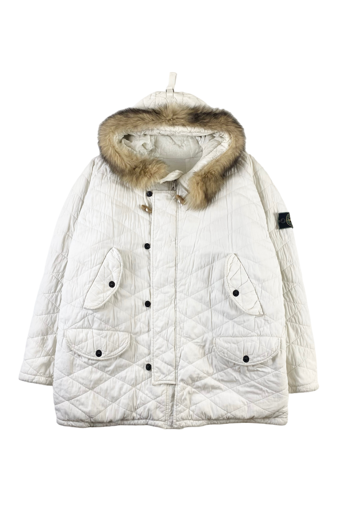 Stone Island 1980's Coyote Fur Quilted Multipocket Jacket [XXL]