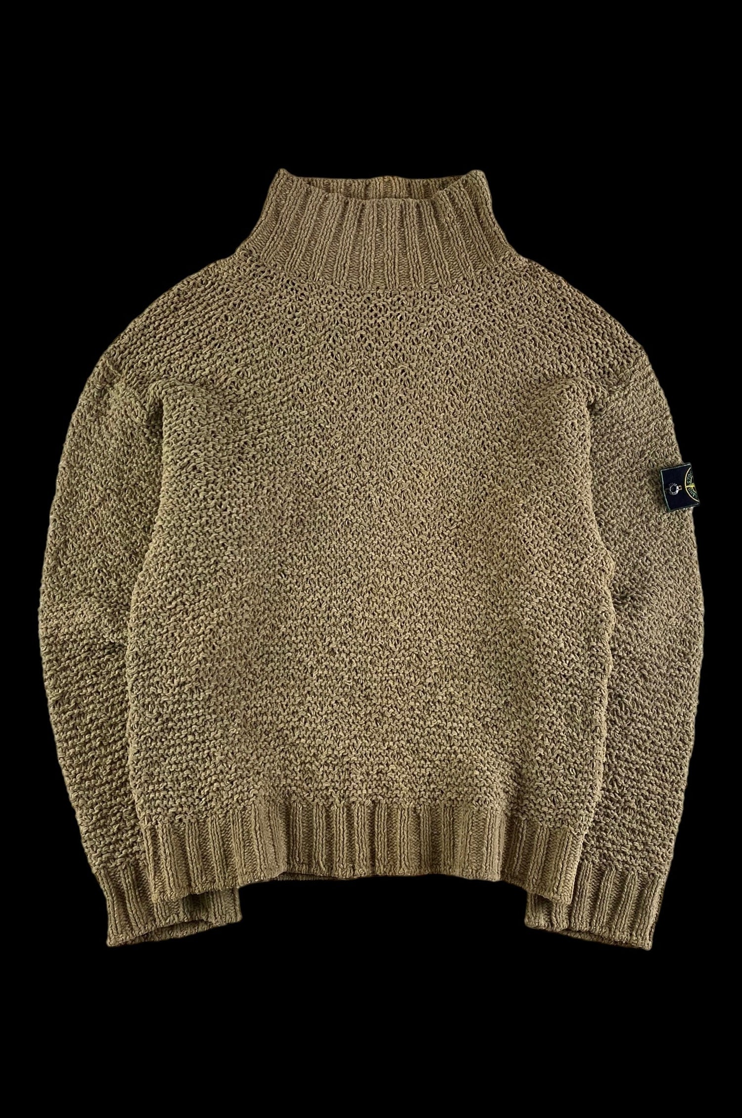 Stone Island 1994 Mock Neck Cable Knitted Sweater [L]