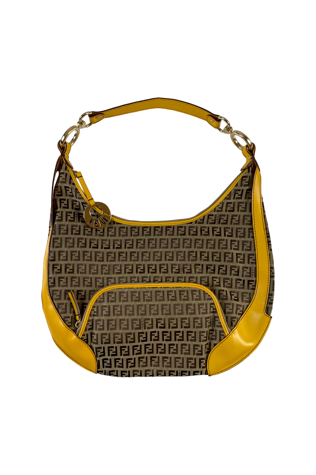 Fendi Zucchino Canvas Leather Accent Chef Hobo Shoulder Bag