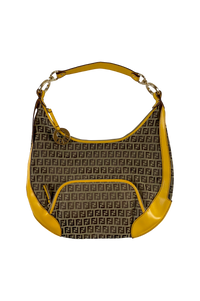 Fendi Zucchino Canvas Leather Accent Chef Hobo Shoulder Bag