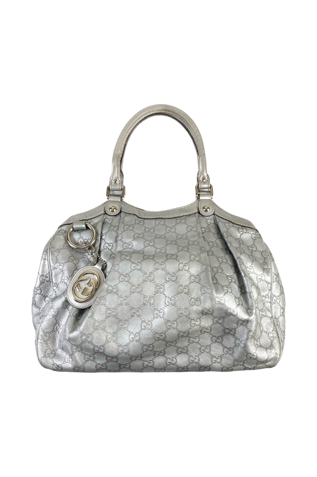 Gucci 1990's Guccissima Monogram Silver Sukey Tote Bag
