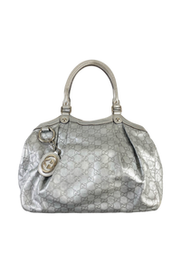 Gucci 1990's Guccissima Monogram Silver Sukey Tote Bag
