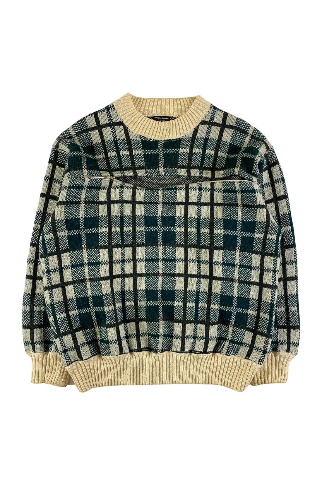 Comme Des Garçons 2002 Plaid Knitted Sweater [L]