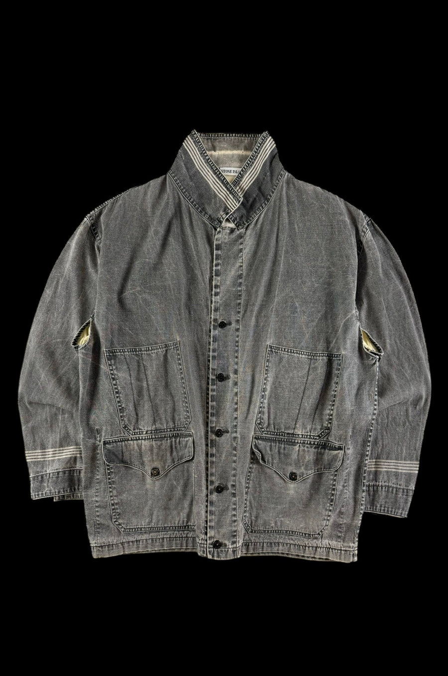 Stone Island 1987 Sail Cloth Script Logo Carpenter Jacket [XL]